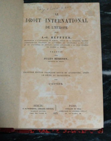 «Droit International - 1873»