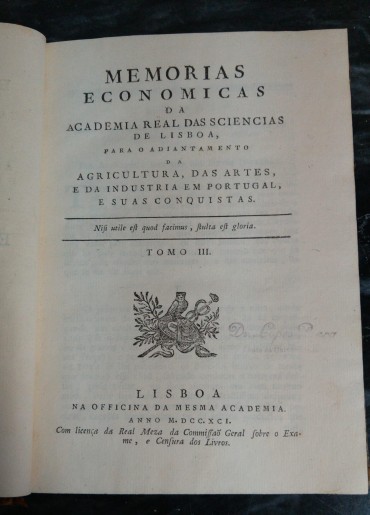 «Memorias Economicas - Tomo III - 1791»