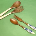 Dois pares de talheres madeira (salada) 