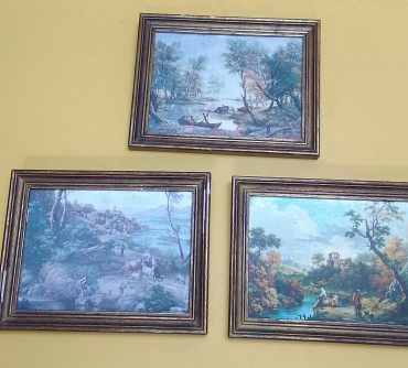 Três paisagens sobre tecido