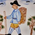 Cinco azulejos pintados