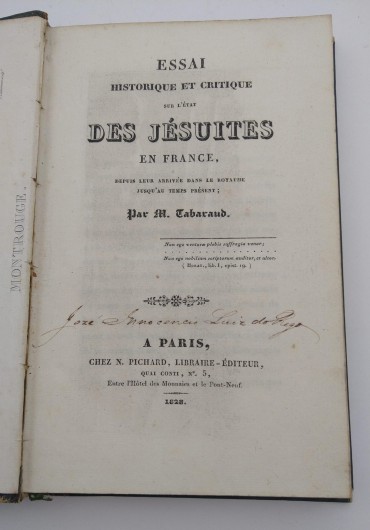 ESSAI HISTORIQUE ET CRITIQUE SU L'ÉTAT DES JÉSUITES