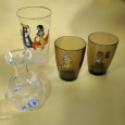 Três copos VINTAGE e frasco MURANO