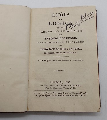 «Liçoes de Lógica feitas para uso dos principiantes por Antonio Genuense»