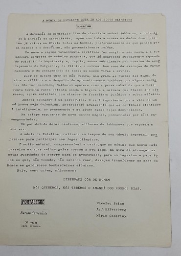 «A Múmia de estaline quer ir aos Jogos Olímpicos»