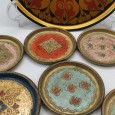 Sete bases para copos e bandeja