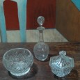 Taça, garrafa e caixa