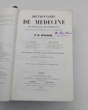 «Dictionnnaire de Médecine de chirurgie, de Pharmacie, des Sciiences Accessoires et de L´art Vétérinaire»