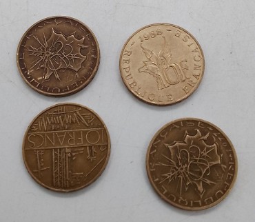 «lote de 4 moedas francesas»