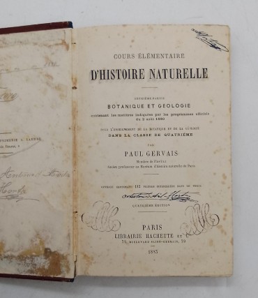 «Cours Elémentaire d´Histoire Naturelle. Botanique et Geologie»