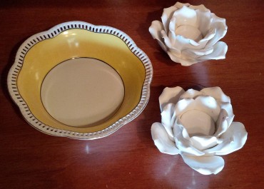 Taça e dois castiçais