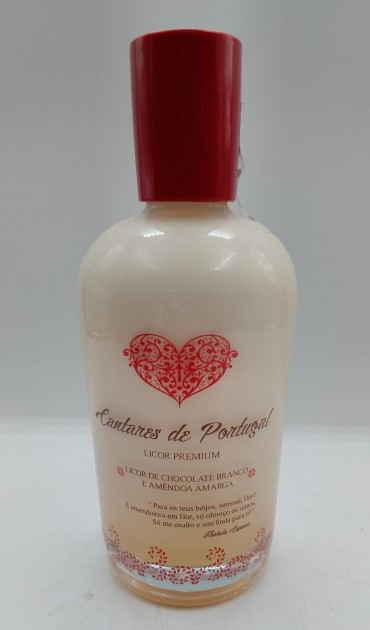 «Licor de chocolate branco e amendoa amarga»