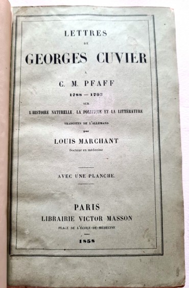 LETTRES DE GERORGES CUVIER A C.M. PFAFF