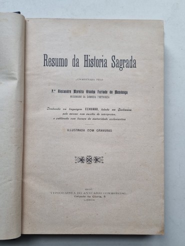 RESUMO DA HISTÓRIA SAGRADA (traduzida em linguagem ECHUABO, falada e Quelimane)
