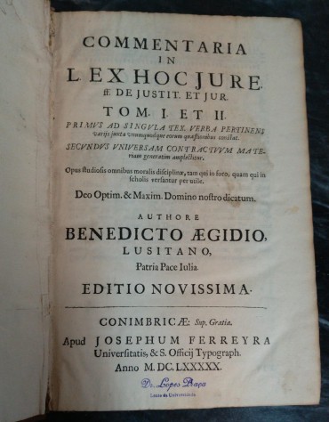 Commentaria in Lex Hoc Jure… Tom. I et II