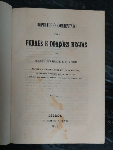 Repertório Commentado sobre Foraes e Doações Regias – Vol. I