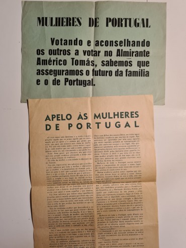 2 MANIFESTOS DE PROPAGANDA POLíTICA AMÉRICO TOMÁS PARA AS MULHERES