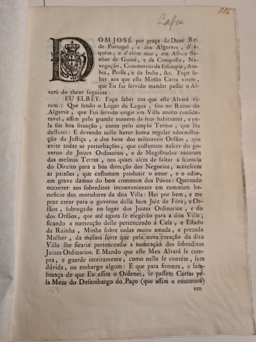 ALVARÁ VILLA DE LAGOA 1773