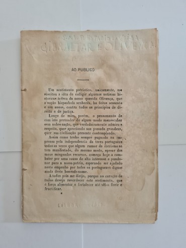 RARA PUBLICAÇÃO SOBRE OLIVENÇA E GIBRALTAR – 1863