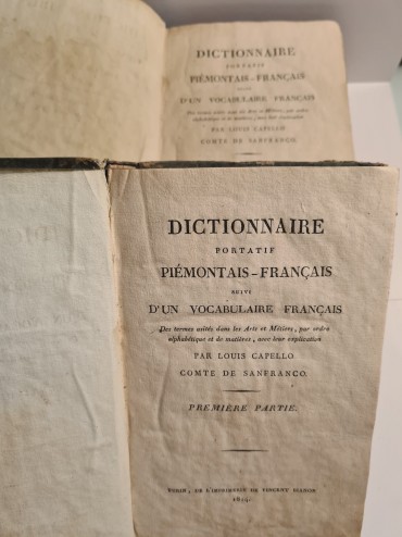 DICTIONNAIRE PORTATIV PIEMONTAIS-FRANÇAIS SIUVI D´UN VOCABULAIRE FRANÇAIS – 1ª edição 1814